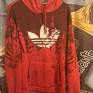 adidas Red and Black Graphic Hoodie